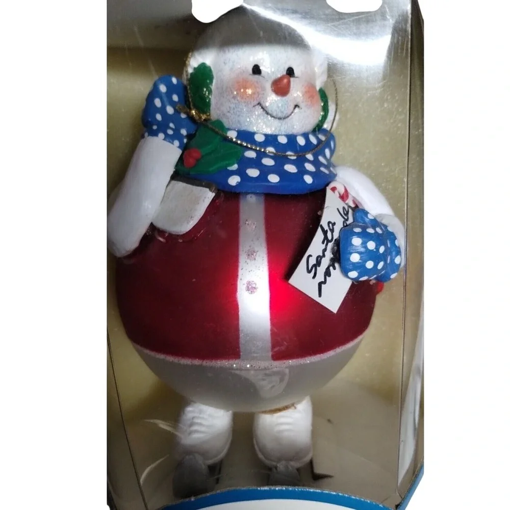 Santa's Best North Pole Snowmen Ornament Skating‎ Snowman Red Blue 1998 NIB